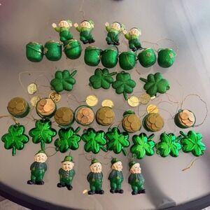 Vintage Kurt Adler St. Patrick's Day Green Gold Ornaments 45 Piece LOT Bundle